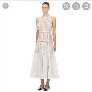 Self-Portrait White Lace Panel Midi Dress (NWT)